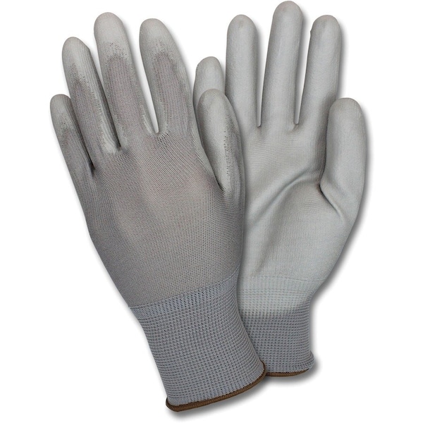 Guantes de la zona de seguridad, recubiertos de poliuretano, talla grande, 12 pares por docena, color gris, paquete de 12 - SZNGNPULG4GY