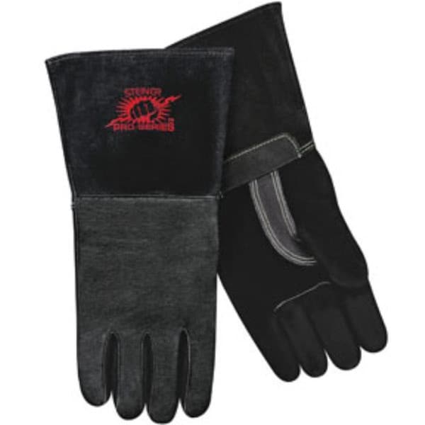 Guantes de soldadura MIG Steiner SPS con palma de piel de cerdo y dorso acolchado de espuma, color negro - Grande - STI-P760-L