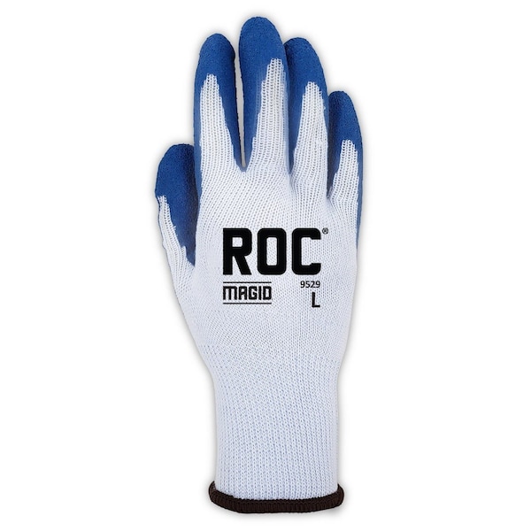 Guantes recubiertos de látex áspero Magid MultiMaster 9529, empaquetados en contracción para uso en máquinas expendedoras, Talla L, paquete de 12.