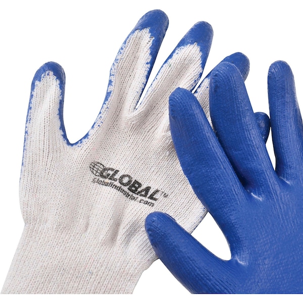 Guantes de trabajo de tejido de cuerda recubiertos de látex industrial global, natural/azul, pequeños, 1 docena - 708355S