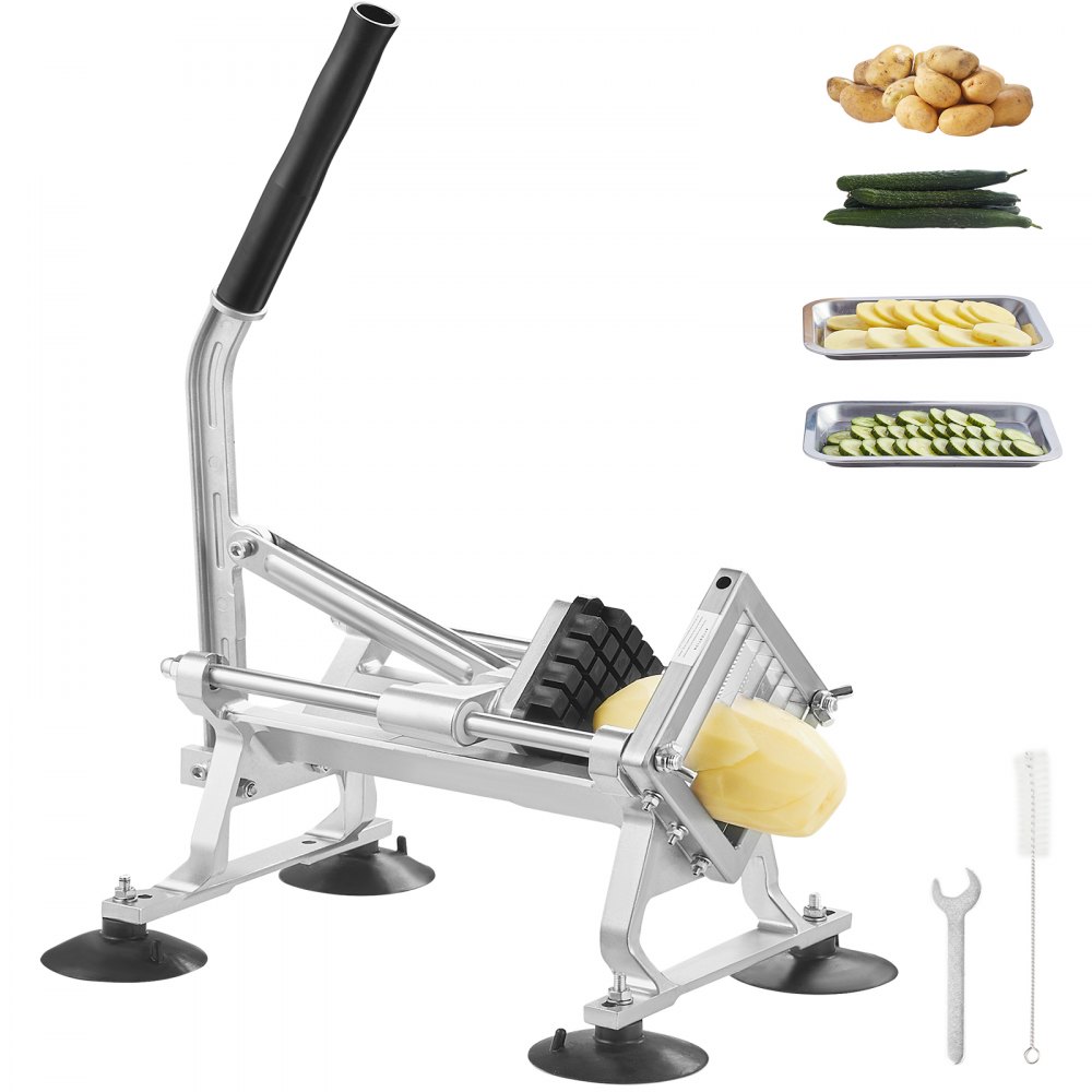 VEVOR Commercial Vegetable Slicer, 1/2 inch Fruit Slicer, Stainless Steel and Aluminum Alloy Vegetable Cutter Slicer Machine, Manual Slicer with Non-slip Feet, for Radishes, Onions, Potatoes, Lemons - FQQPJWS316INZRLGOV0