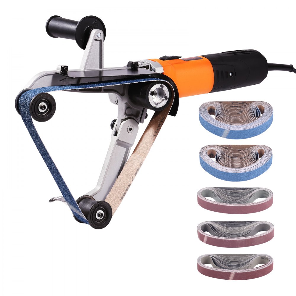 VEVOR Pipe Tube Polisher Sander, 1000W Pipe Belt Sander with 6 Variable Speeds 1100-3200rpm, Professional Belt Sander Grinding Machine with 100PCS Sanding Belts for Burnishing Finishing Rust Removal - GDSDJ800W15XZO7NWV1