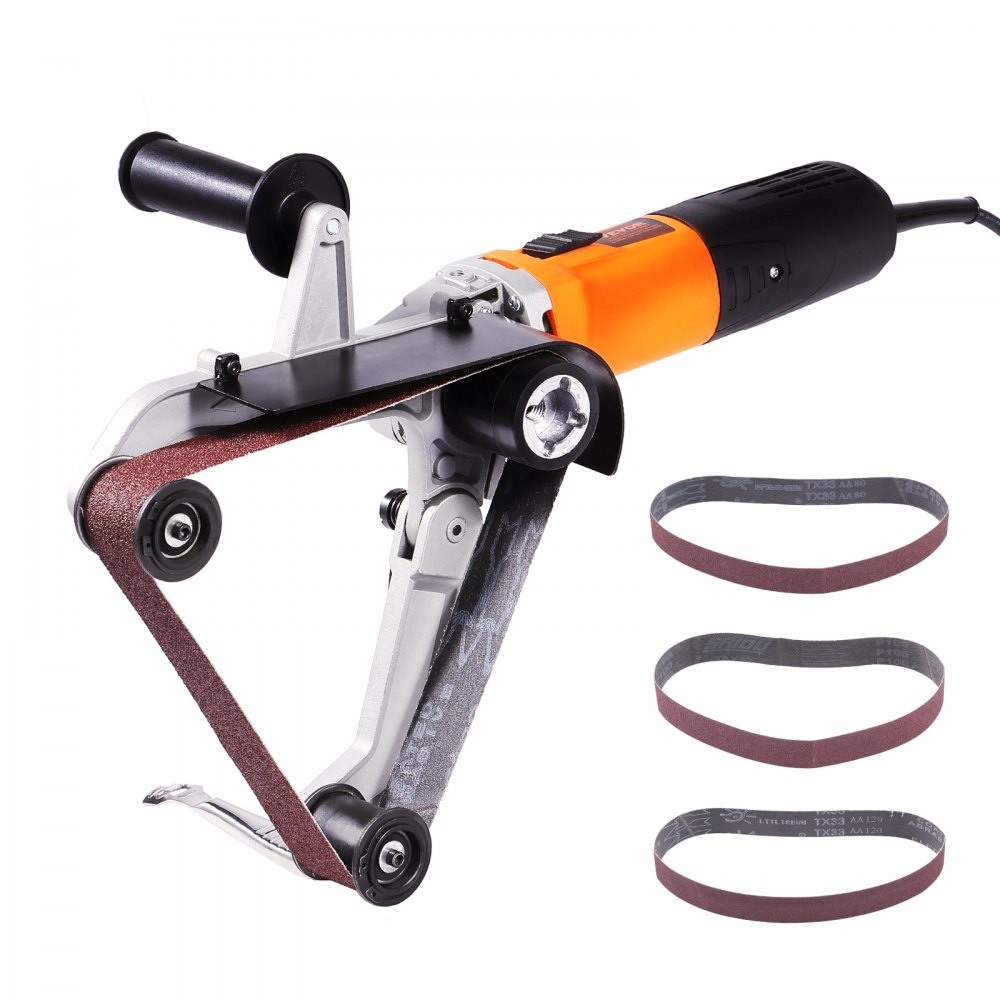 VEVOR Pipe Tube Polisher Sander, 1000W Pipe Belt Sander with 6 Variable Speeds 1100-3200rpm, Professional Belt Sander Grinding Machine with 3PCS Sanding Belts for Burnishing Finishing Rust Removal - GDSDJ800W15XVD0ZBV1