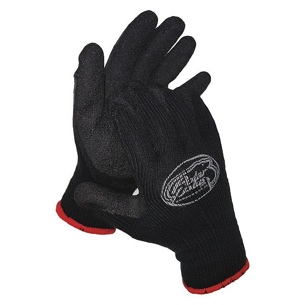 Guante térmico de punto negro Polar Plus con palma de agarre de látex, XL PK12 - FG-1000-XL