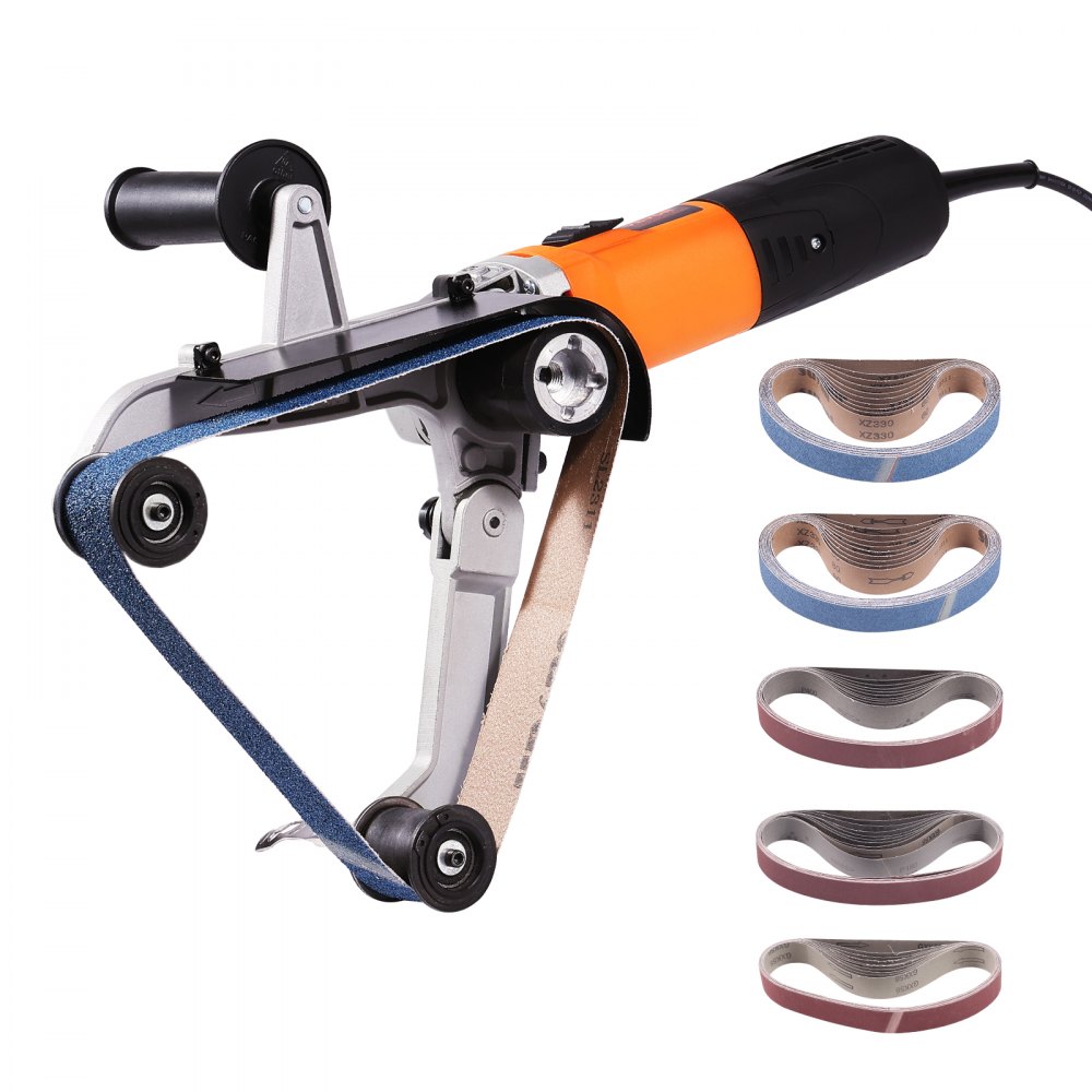 VEVOR Pipe Tube Polisher Sander, 1000W Pipe Belt Sander with 6 Variable Speeds 1100-3200rpm, Professional Belt Sander Grinding Machine with 50PCS Sanding Belts for Burnishing Finishing Rust Removal - GDSDJ800W15XW6KN0V1