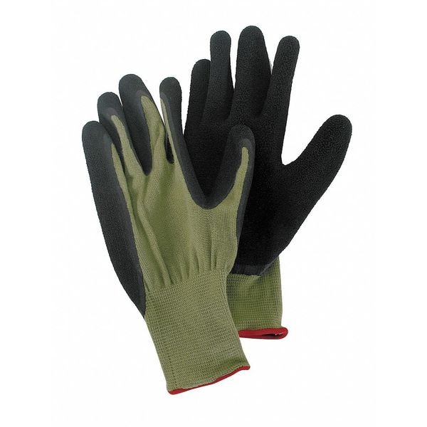 Guantes Recubiertos de Látex de Caucho Natural Condor, Cobertura en la Palma, Negro/Verde, Talla L, Par - 4NMP2