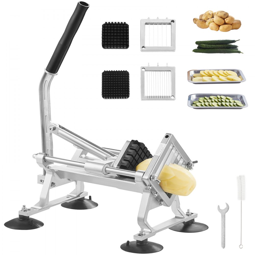 VEVOR Commercial Vegetable Slicer, 1/4"+3/8"+1/2" Fruit Slicer, Stainless Steel and Aluminum Alloy Vegetable Cutter Slicer Machine, Manual Slicer with Non-slip Feet, for Radishes, Onions, Potatoes - FQQPJWS14383JBY2RV0