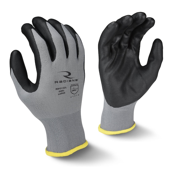 Guantes recubiertos de nitrilo espumoso Radians, cobertura en la palma, negro/gris, XL, PR - RWG13CXL