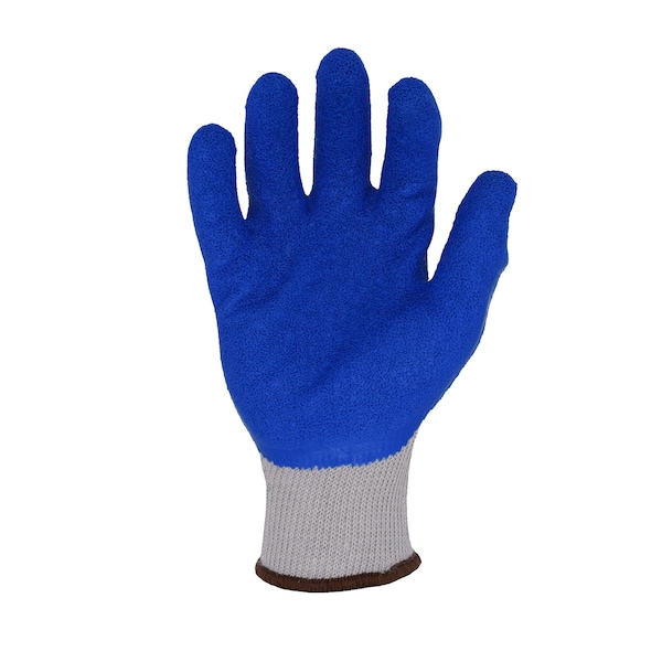 Guantes de trabajo de poliéster/algodón gris de 13 ga. con recubrimiento de palma de látex azul en tamaño L - CM4020 de Azusa Safety Commander.