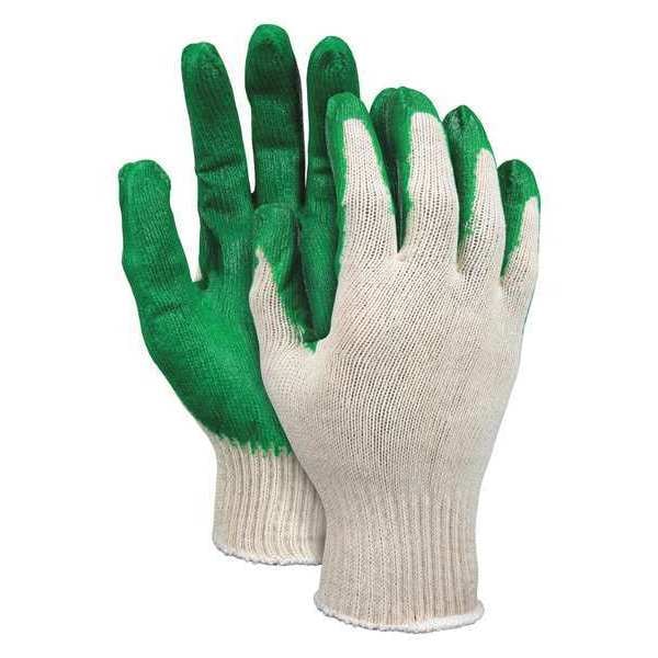 Guantes recubiertos de látex para seguridad Mcr, cobertura en palma, blanco/verde, S, paquete de 12 - 9681S