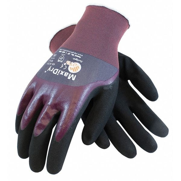 Guantes recubiertos de nitrilo con espuma Pip, cobertura en la palma, morado/negro, Talla L, paquete de 12 - 56-425/L
