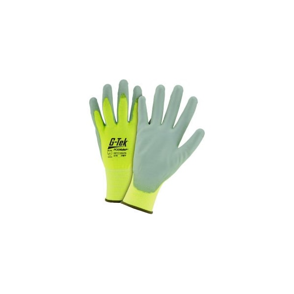 Guantes recubiertos con nylon amarillo de alta visibilidad para pantalla táctil Pip, recubrimiento de palma de PU gris, 2XL - HVY713SUTS/2XL