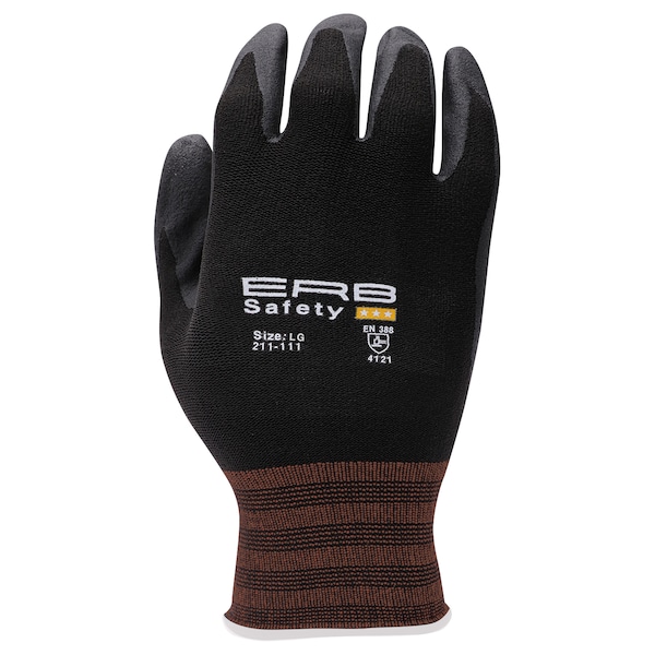 Guantes de Tejido de Nylon Erb Safety 211-111, Recubrimiento de Microespuma de Nitrilo, Talla 2X, Par - 22501