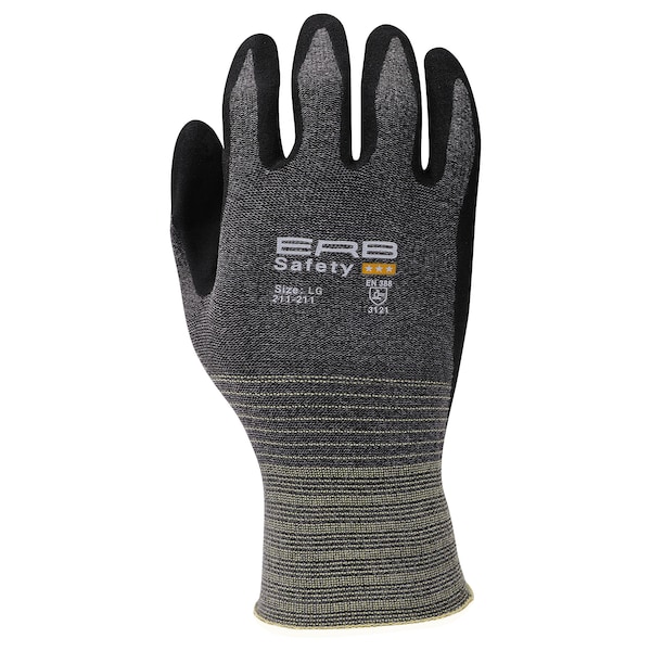 Erb Safety 211-211 Guantes de Nylon con Spandex tejido, recubiertos de Nitrilo Arenoso, Tamaño Mediano, Paquete de 12 - 22511