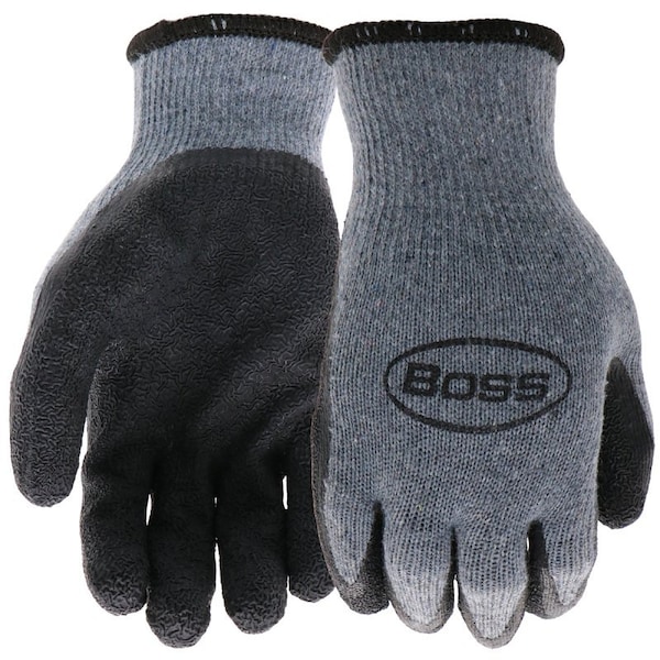 Guantes recubiertos de la serie Boss Grip, L, puño deslizable, recubrimiento de látex, poliéster, gris - B32041-L
