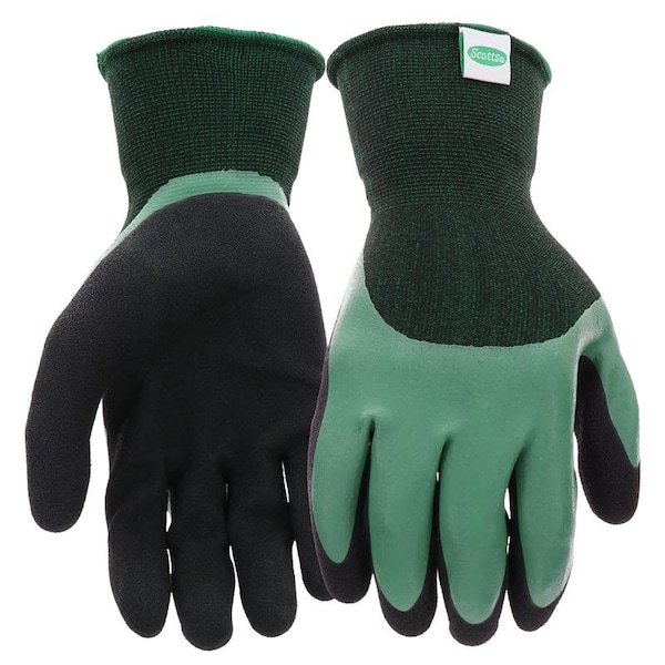 Guantes sumergidos de Scotts, para hombre, talla L, con puño de punto elástico, revestimiento de látex de caucho, negro/verde - SC30602/L