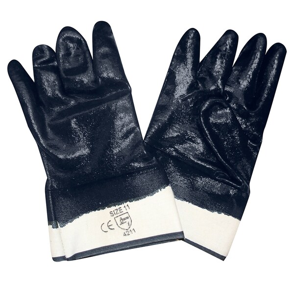 Guantes de jersey forrados con cordobán, de nitrilo, suaves, totalmente recubiertos con manguito de seguridad, paquete de 12 pares, tamaño 8 - 6860-8