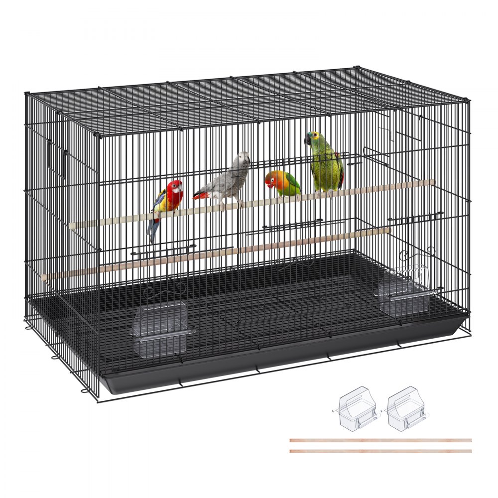 VEVOR 30 inch Bird Cage, Metal Large Parakeet Cages for Cockatiels Small Parrot Budgies Lovebirds Canaries, Pet Bird Cage with Rolling Stand and Tray - ZMSMNNL31191UJ93SV0