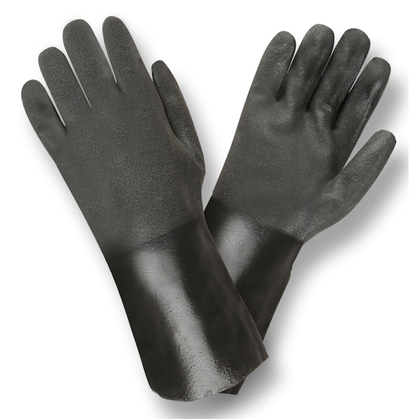 Cordova Negro PVC Doble Inmersión, Agarre de Papel de Lija, Forrado de Interlock - 14 Pulgadas, Paquete de 12 unidades - 5114SI.
