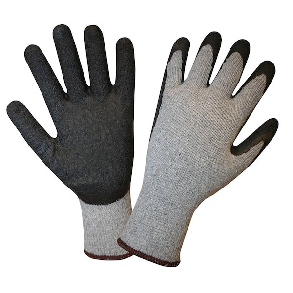 Cordova 10-Gauge, Gris, Guante Tejido de Máquina de Poliéster/Algodón con Recubrimiento de Látex Arrugado Negro, Talla Grande, 12 Piezas - 3885L