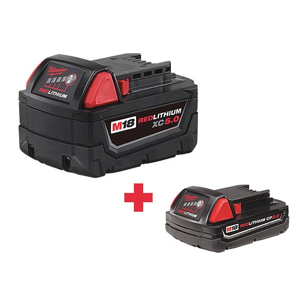 Milwaukee Tool Battery Pack, (2) 1.5 Ah, Li-Ion - 48-59-1850, 48-11-1820
