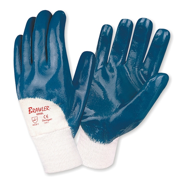 Guantes de Nitrilo Recubiertos de Palma Suave para Trabajador Compatible con Cordova - Grande, Paquete de 12 - 6950L.