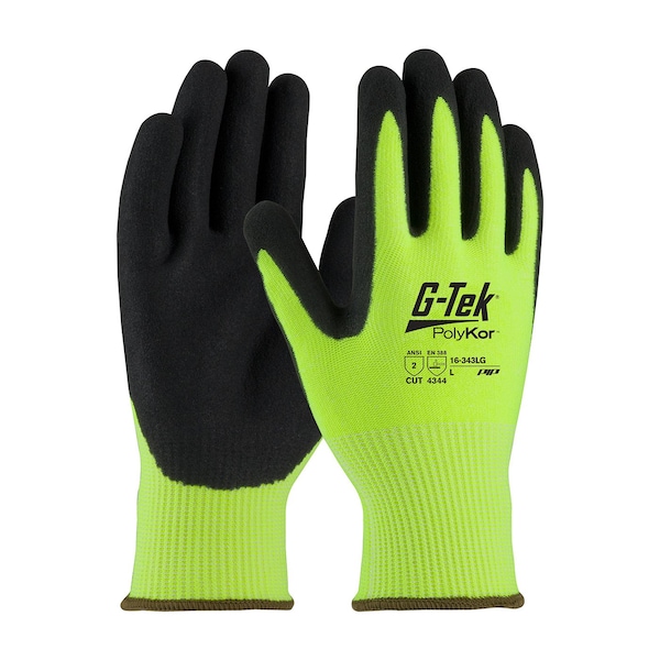 Guante G-Tek, HiVis, PolyKon, recubrimiento de nitrilo, XL, paquete con 12 - 16-343LG/XL