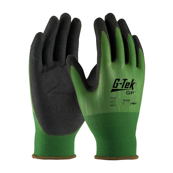 Guantes recubiertos de nitrilo Pip, cobertura en la palma, negro/verde, 2XL, paquete de 12 - 34-400/XXL