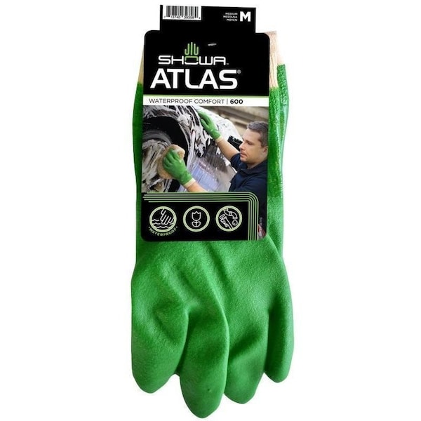 Guantes recubiertos Showa Atlas Showa de PVC, M, puño de punto, verde - 600M-08.RT