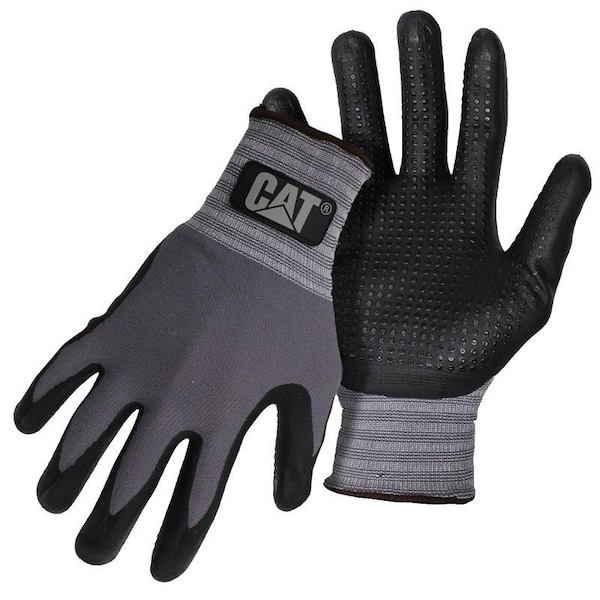 Guantes de gato, XL, puño de muñeca de punto, recubrimiento de nitrilo, guante de nailon, color gris - CAT017419X