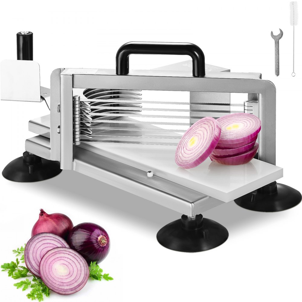 VEVOR Commercial Tomato Slicer, 3/16 inch Tomato Cutter Slicer, Stainless Steel Heavy Duty Tomato Slicer Machine, Manual Tomato Slicer with Non-slip Feet, for Cutting Tomatoes, Cucumbers, Bananas - FQQPJZTS316I23N2VV0