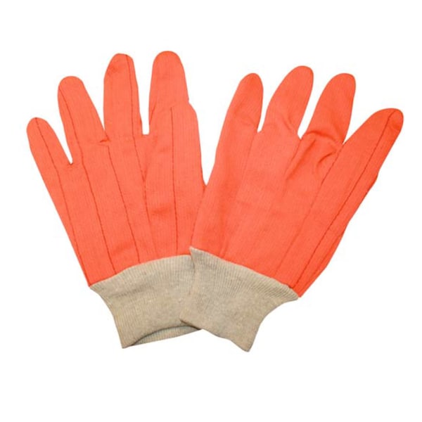 Cordova Alta Visibilidad Naranja, Guantes de Palma Doble de Poliéster/Algodón con Cordón, Diseño Clute, Paquete de 12 - 2805CDN