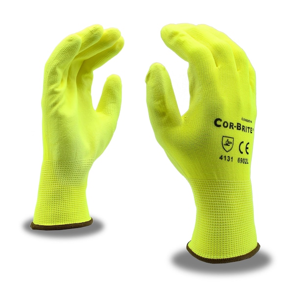 Guantes de punto para máquina con recubrimiento de poliuretano Cordova, Cor-Brite, Amarillo/Naranja, XL, paquete de 12 - 6902XL