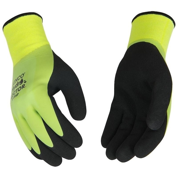 Guantes protectores a prueba de agua Hydroflector, para hombre, XL, puño de punto, recubrimiento de látex, guantes de acrílico - 1786P-XL.