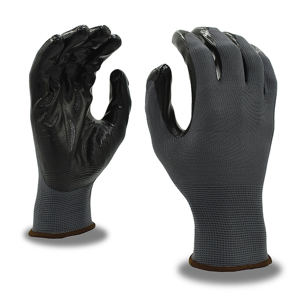 Guantes de punto recubiertos de nitrilo Cordova, Cor-Touch, carcasa blanca, palma gris, talla grande, paquete de 12 - 6890L.