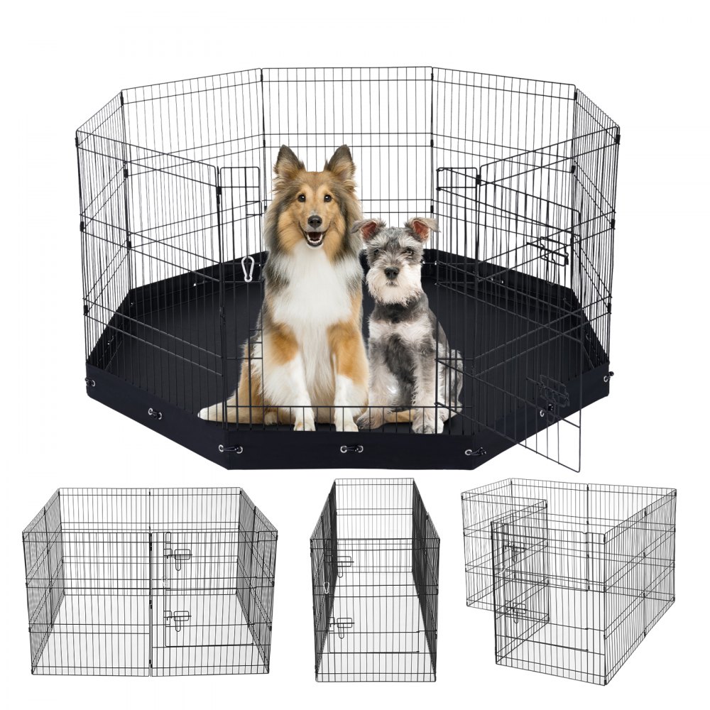 Dog Playpen 8 Panels Foldable Metal Dog Exercise Pen with Bottom Pad 30"H - XSYDCWWLXTSD48O5RV0