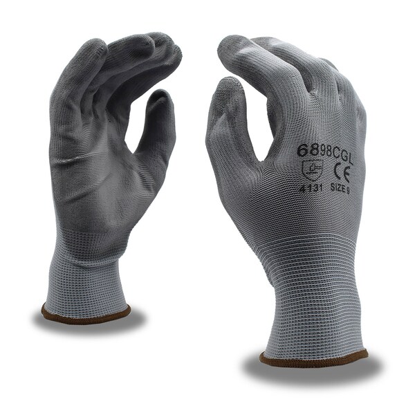 Guantes de tejido de máquina recubiertos de poliuretano Cordova, gris, forro de poliéster, XS, paquete de 12 - 6898CGXS