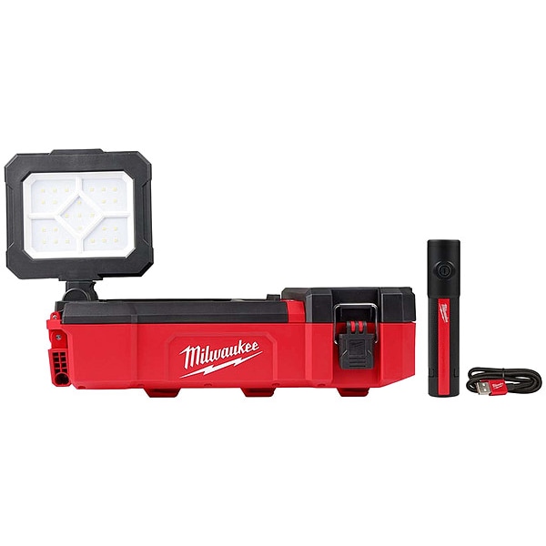 Milwaukee Tool Flood Light & Flashlight w/ Battery, 12 V, 1,400 lm - 2356-20, 2011R