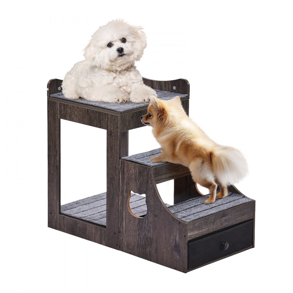 VEVOR Pet Bunk Bed with Stairs Dog/Cat Window Perch with Storage Indoor Gray - SXPSCWSCCHSX8A3BCV0