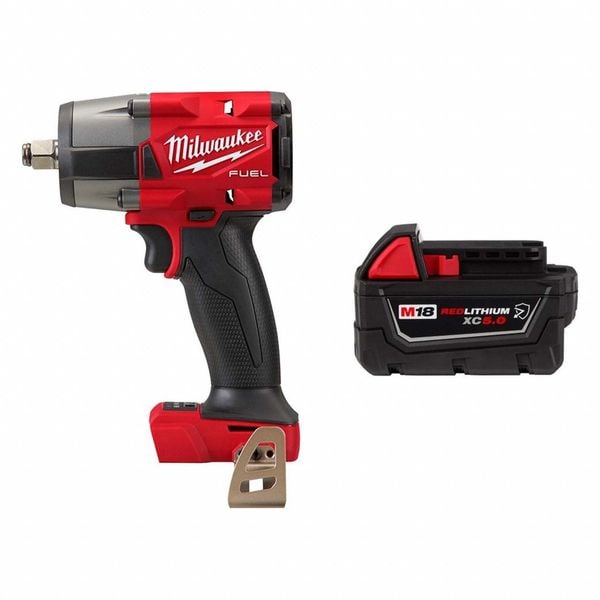 Milwaukee Tool Impact Wrench and Battery, Friction Ring - 2962-20, 48-11-1850R