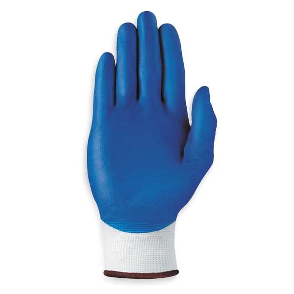 Guantes recubiertos de nitrilo Ansell, cobertura en la palma, azul/blanco, grande, par - 11-900