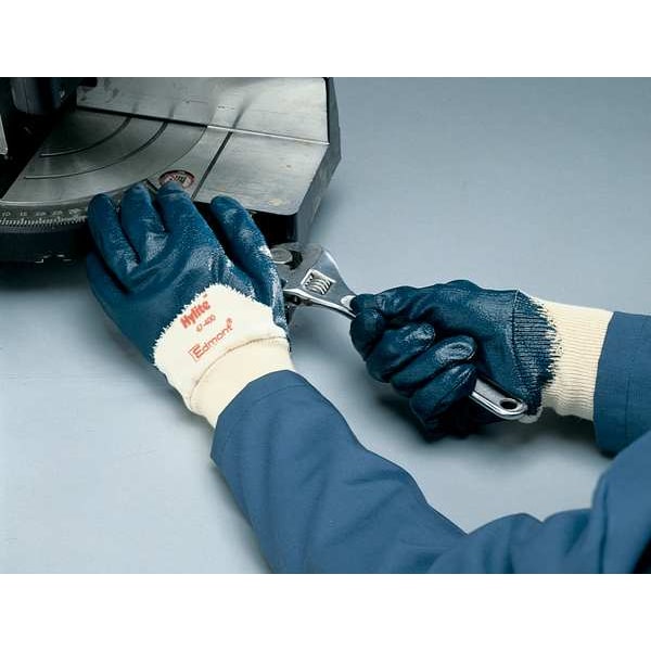 Guantes recubiertos de nitrilo Ansell, cobertura de 3/4 de inmersión, azules, talla L, PR - 47-400