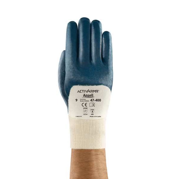Guantes recubiertos de nitrilo Ansell, cobertura de 3/4 de inmersión, azules, talla L, PR - 47-400