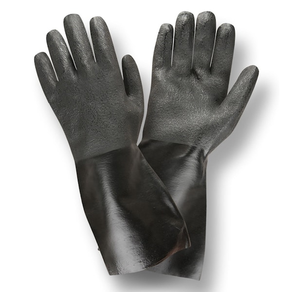 Guantes forrados de jersey con agarre grabado, recubiertos doblemente de PVC negro Cordova - 14 pulgadas, paquete de 12 - 5114J