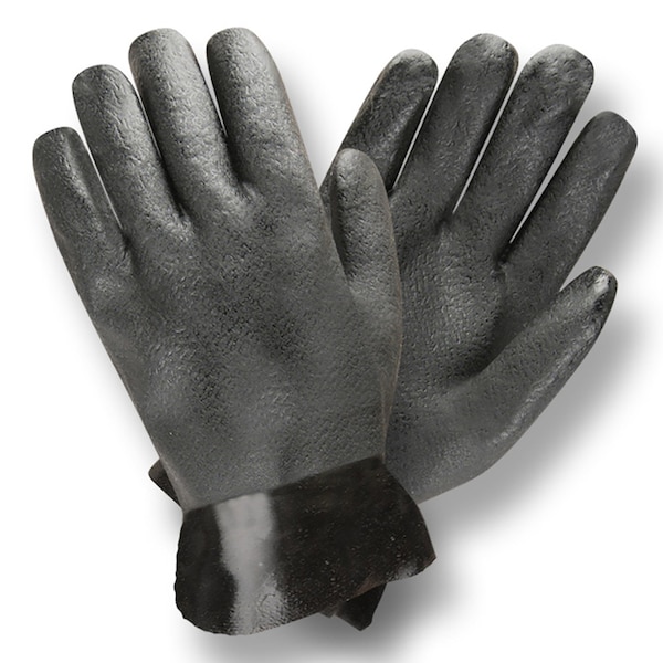 Guantes de Cordova negros de doble recubrimiento, agarre grabado, forro interlock - 10 pulgadas, paquete de 12 - 5110I