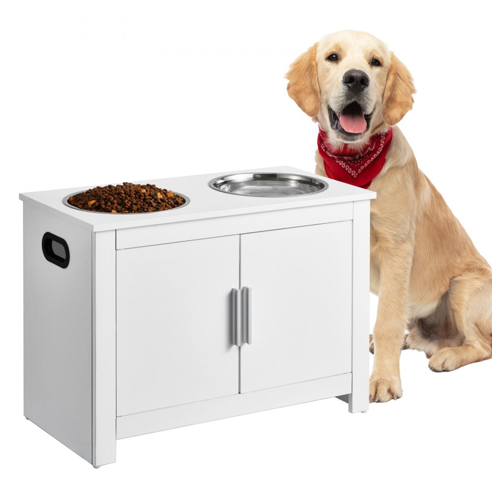 VEVOR Pet Feeding Station w/ 2 Elevated Dog Bowls Dog Food & Toy Storage Cabinet - MZCWHSWT17INOQPQNV0