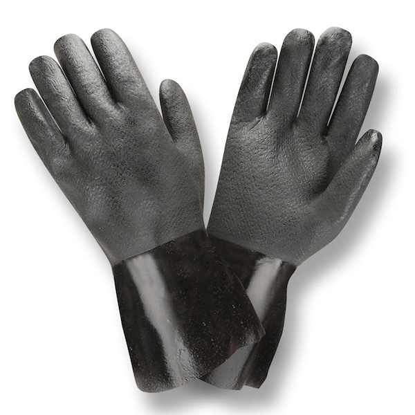 Guantes recubiertos de PVC negro Cordova, con agarre grabado y forro de tejido jersey - 12 pulgadas, paquete de 12 - 5112J