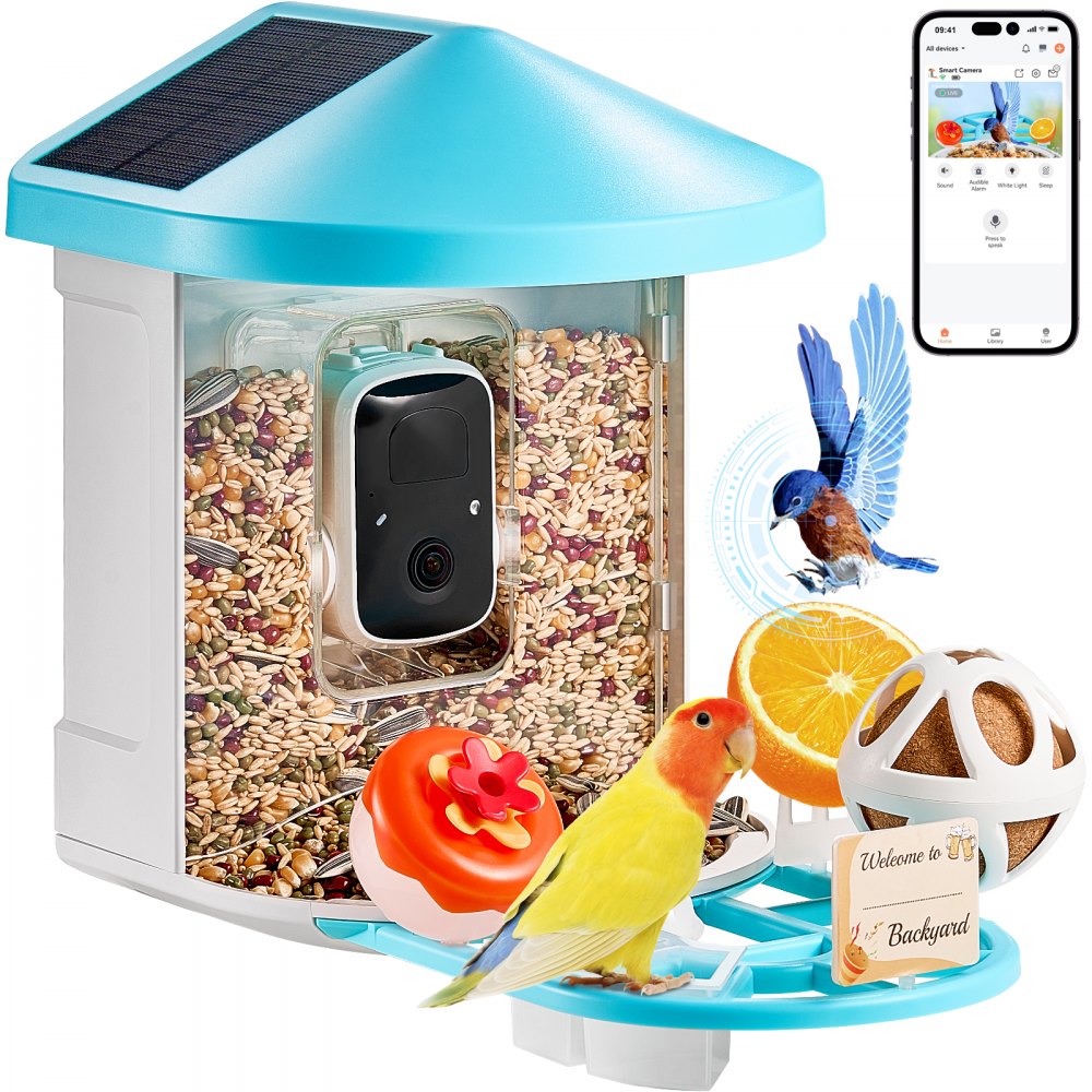 VEVOR Smart Bird Feeder with Camera 2K HD AI Identify Bird Species Solar-Powered - DSXTDWNQWDCMFIOKWY3