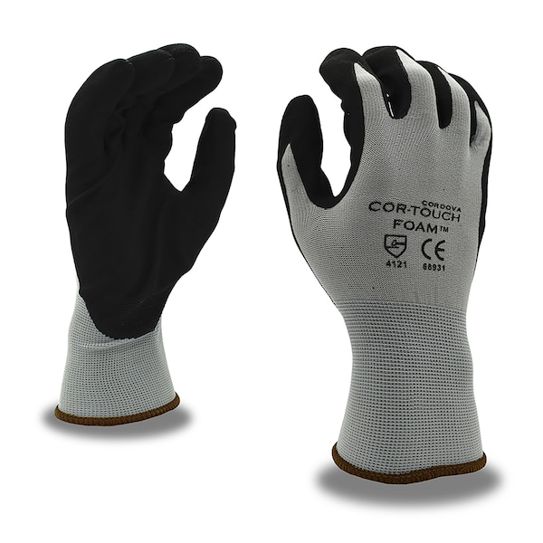 Guantes de tejido de máquina recubiertos de nitrilo Cordova, Tuf-Cor Foam, S, Paquete de 12 - 6893S