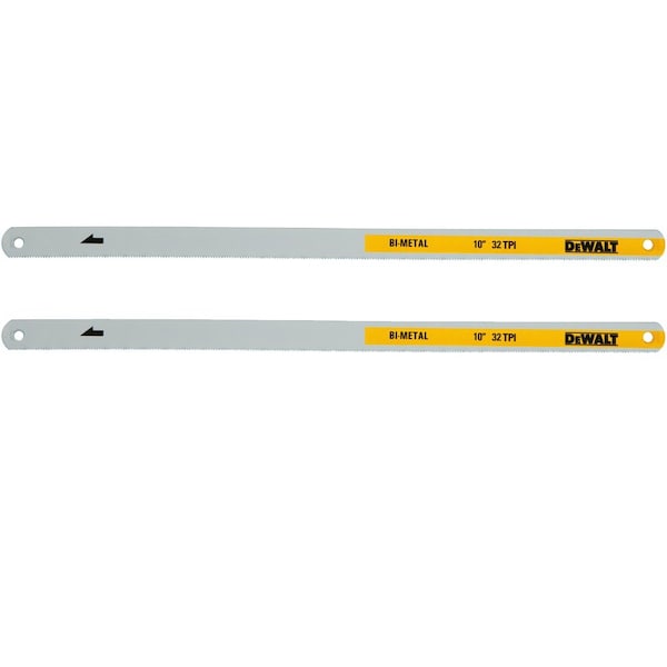 Stanley DeWalt 10 in. Bi-Metal Hacksaw Blades 32 TPI 2 pk - DWHT20550